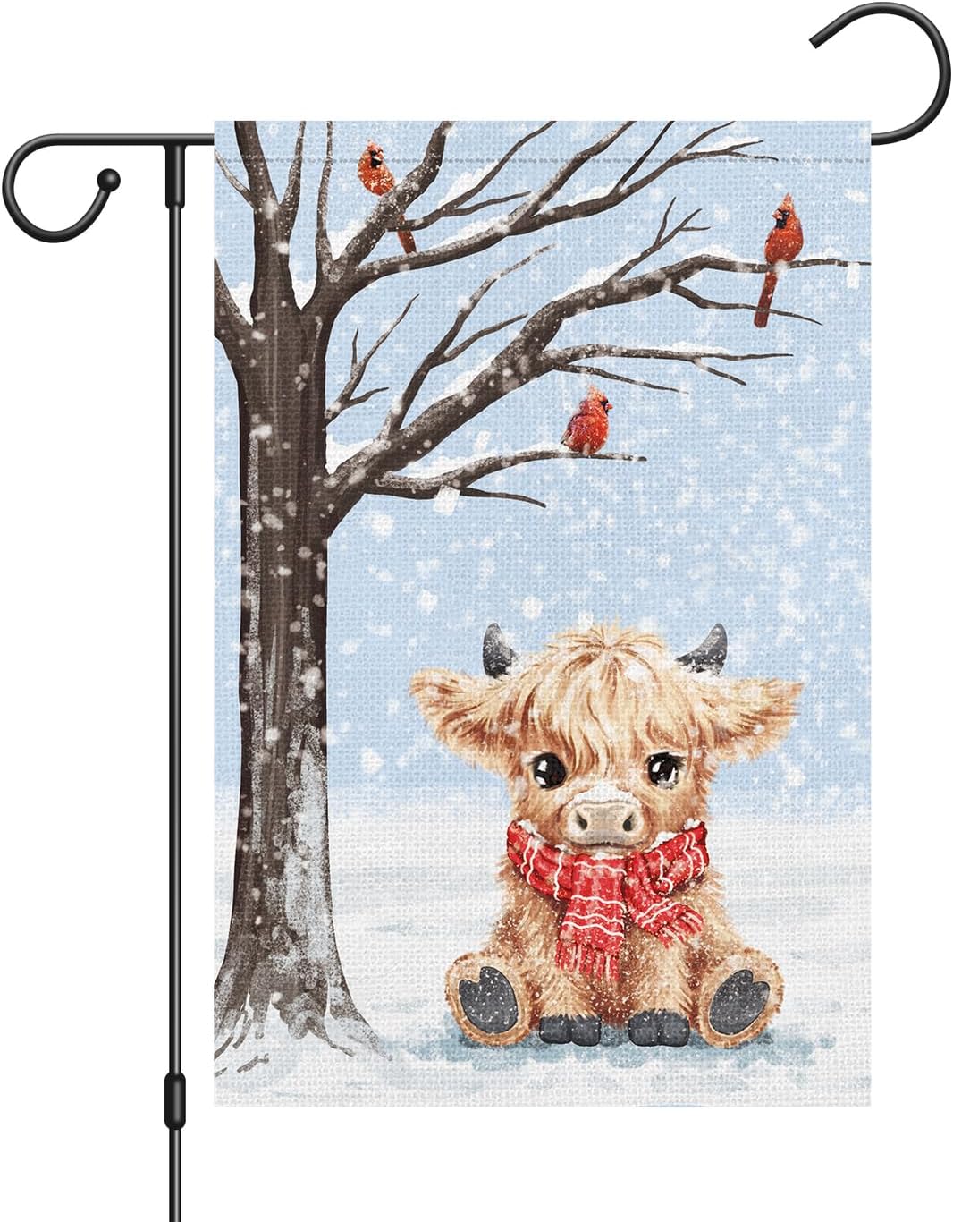 Bandera invierno jardín 12x18 doble cara vaca nevada