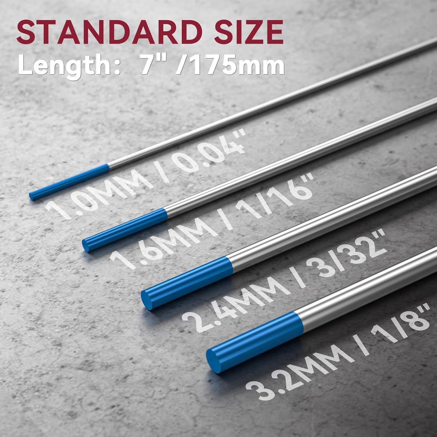 Electrodo TIG tungsteno azul 2% lantanado 10 pzas 1/16x7"