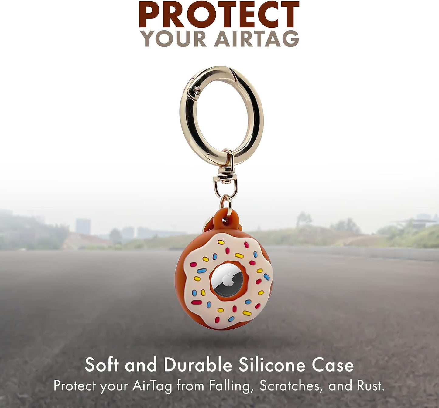 Fundas silicona AirTag 2 pzas estilo donut para llaves y mascotas