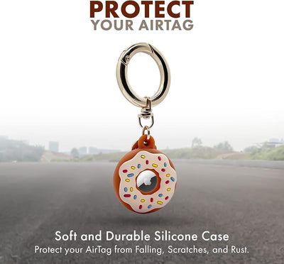 Fundas silicona AirTag 2 pzas estilo donut para llaves y mascotas
