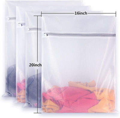 Bolsas malla lavandería con cremallera 16x20pulg set 4