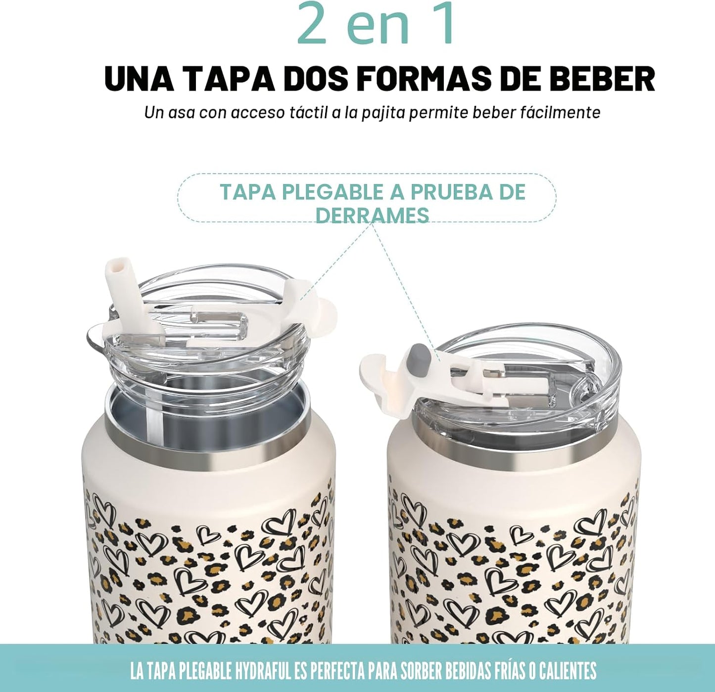 Vaso acero inox 64oz con asa pajilla aislado reutiliz.