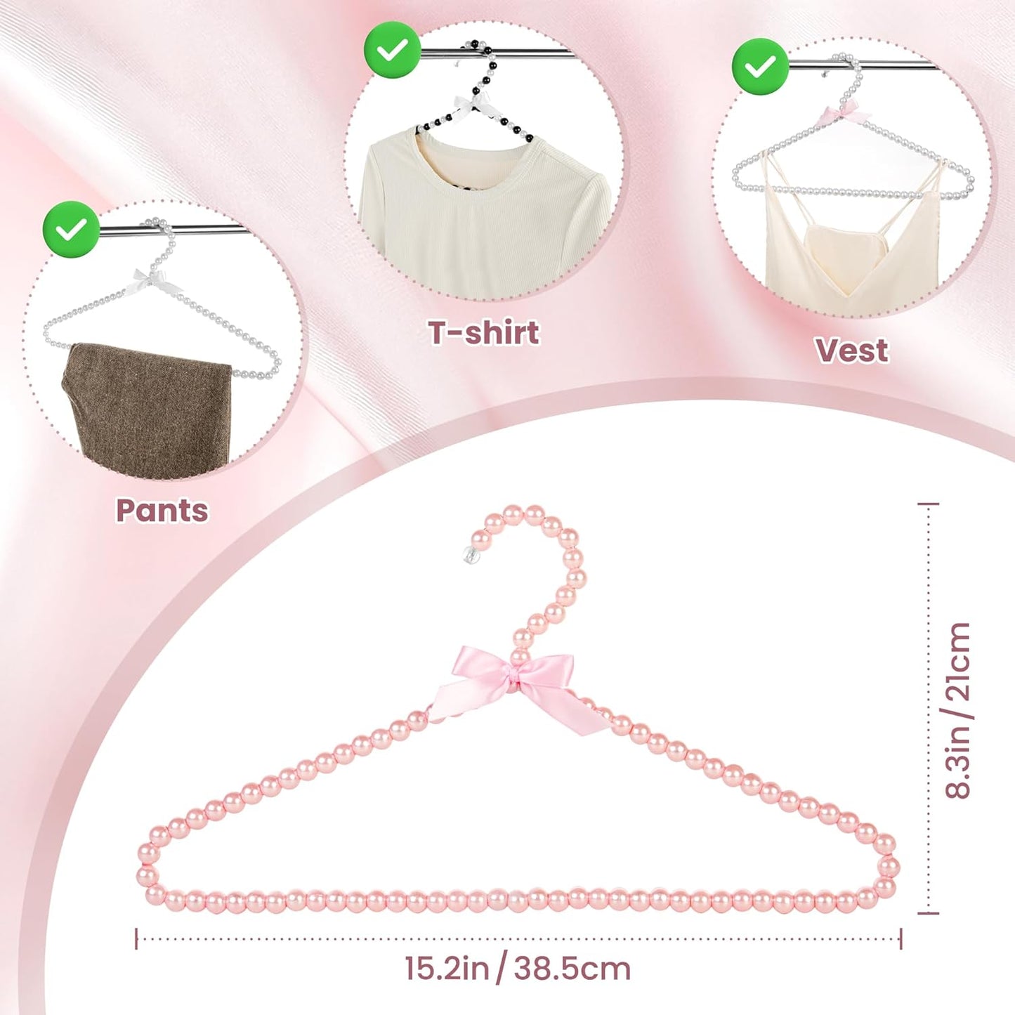 Perchas de perlas para vestidos boda y trajes diseño delgado