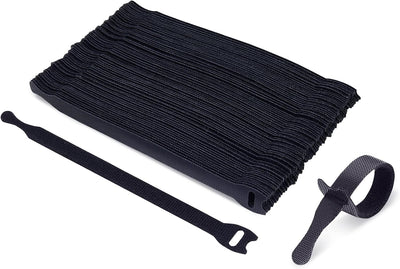 50 Correas Reutilizables para Cables 8x0.5pulg Gancho Bucle Negro