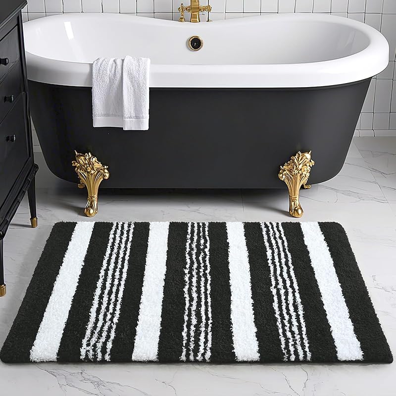 Alfombra baño absorbente 24x17pulg antideslizante negro