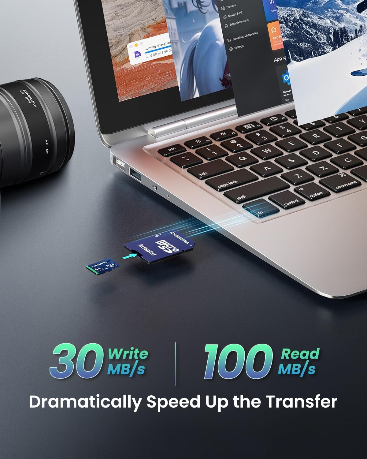 Tarjeta microSDXC 64 GB UHS-I 100 MB/s para teléfonos y