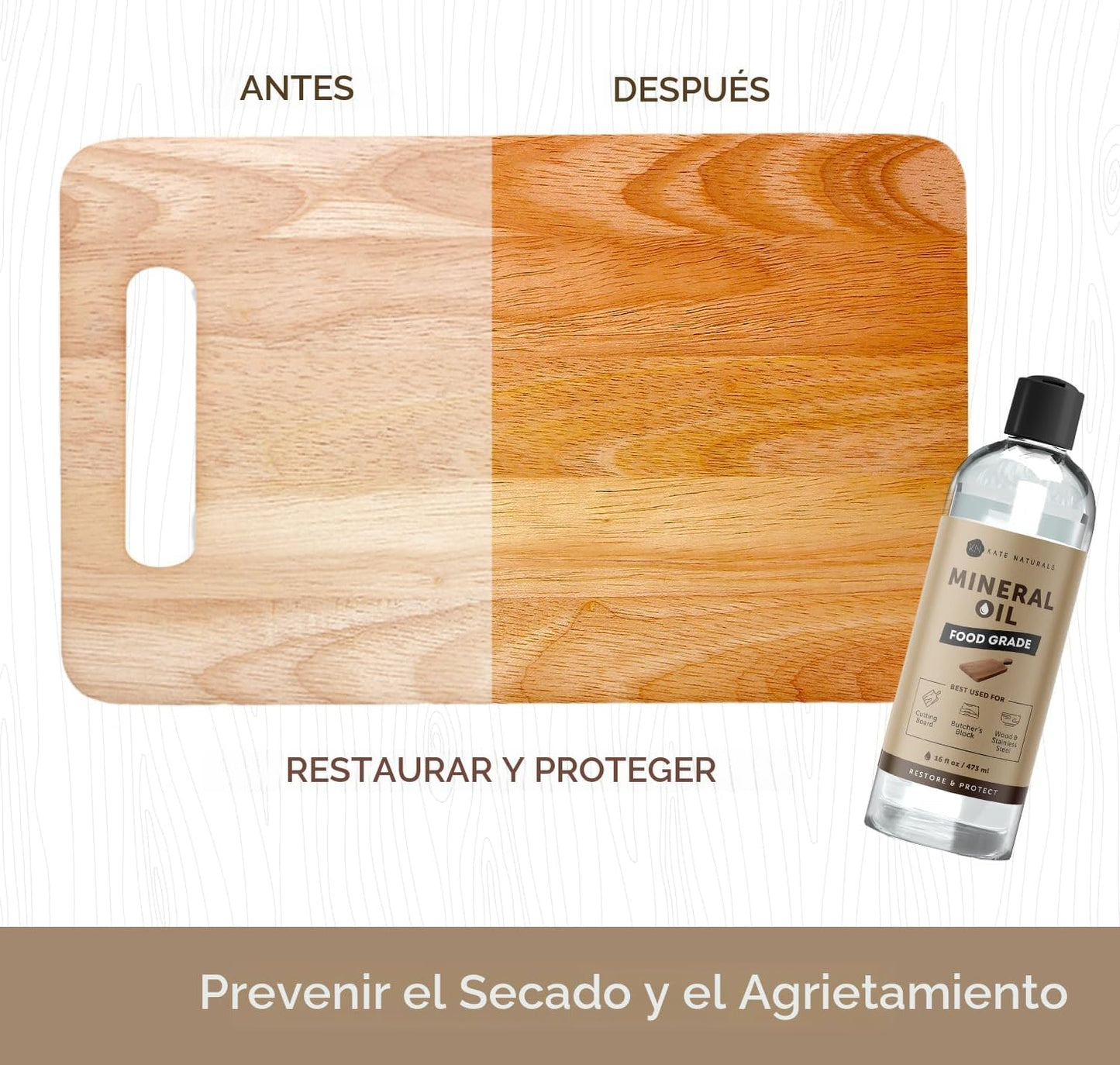 Aceite mineral para tabla cortar madera y cuchillo 8oz