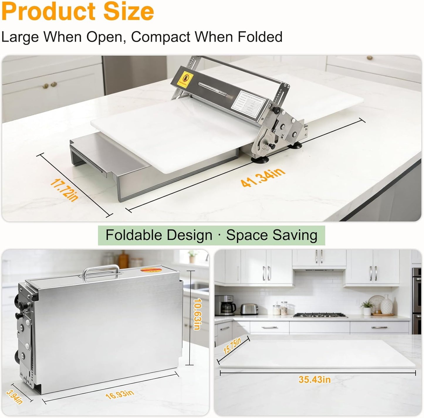 Máquina rodillo masa acero inox ajustable para croissant pizza