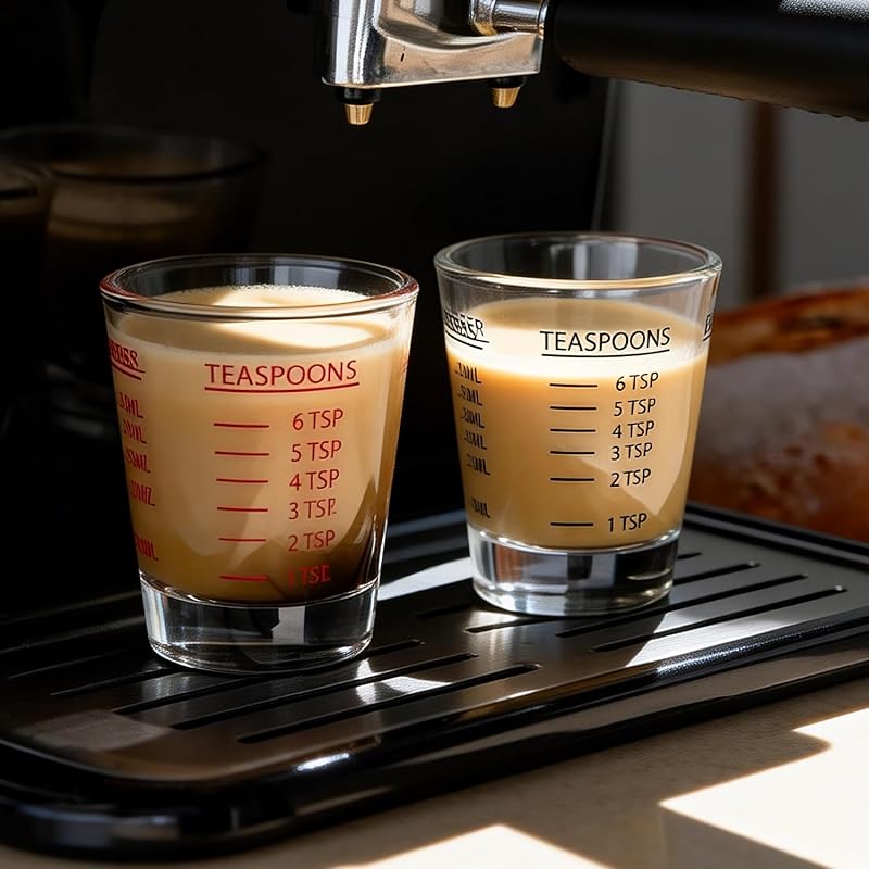 Set 2 Vasos Medidores Vidrio Resistente para Café y Cócteles
