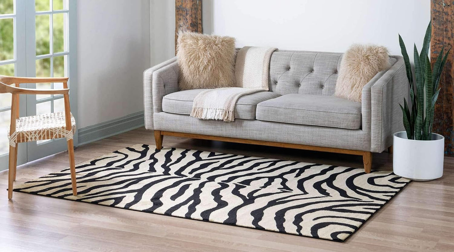 Alfombra rectangular Okapi 3'3"x5'3" color crema/negro