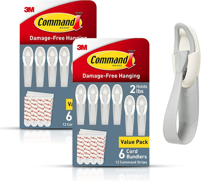 Sujetadores cable Command 12 pzas y 24 tiras grises