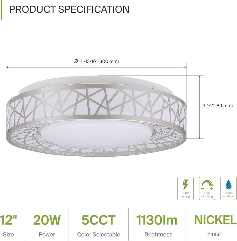 Lámpara LED empotrada 12" 20W 5CCT regulable