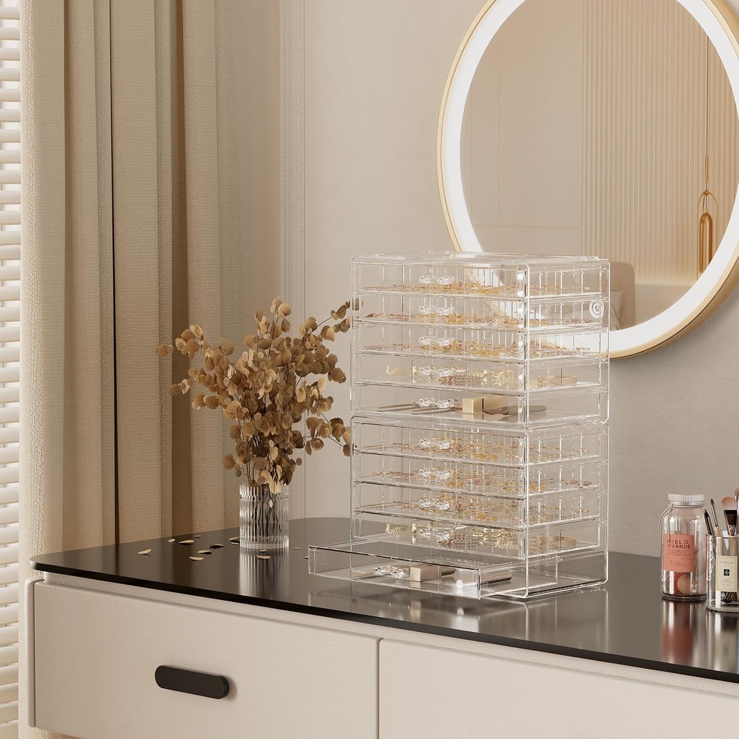 Caja organizadora transparente para aretes