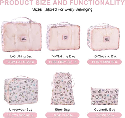 Set 6 organizadores viaje sarga rosa para mujer