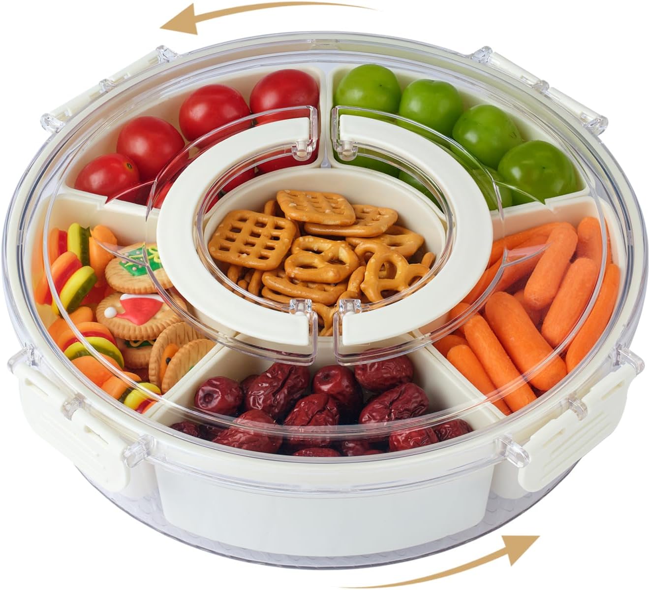 Bandeja giratoria 10" 6 compartimentos con tapa y asa