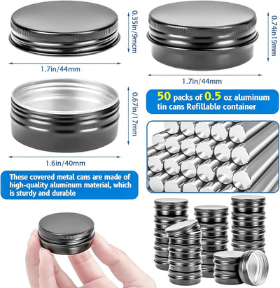 50 Latas Aluminio 0.5oz con Tapa para Loción Barba