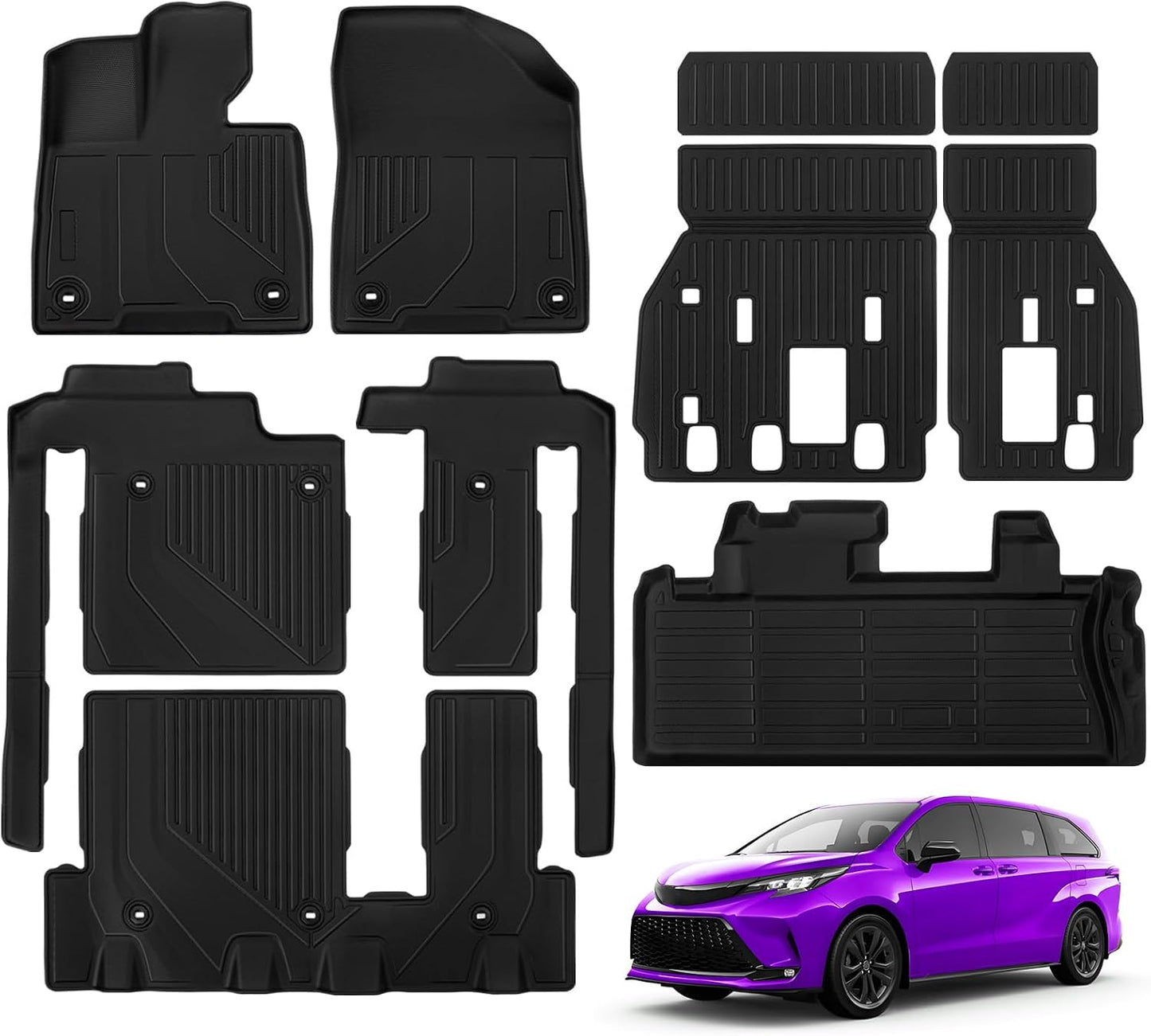 Alfombrillas Toyota Sienna 2021-26 negro TPE tapete maletero