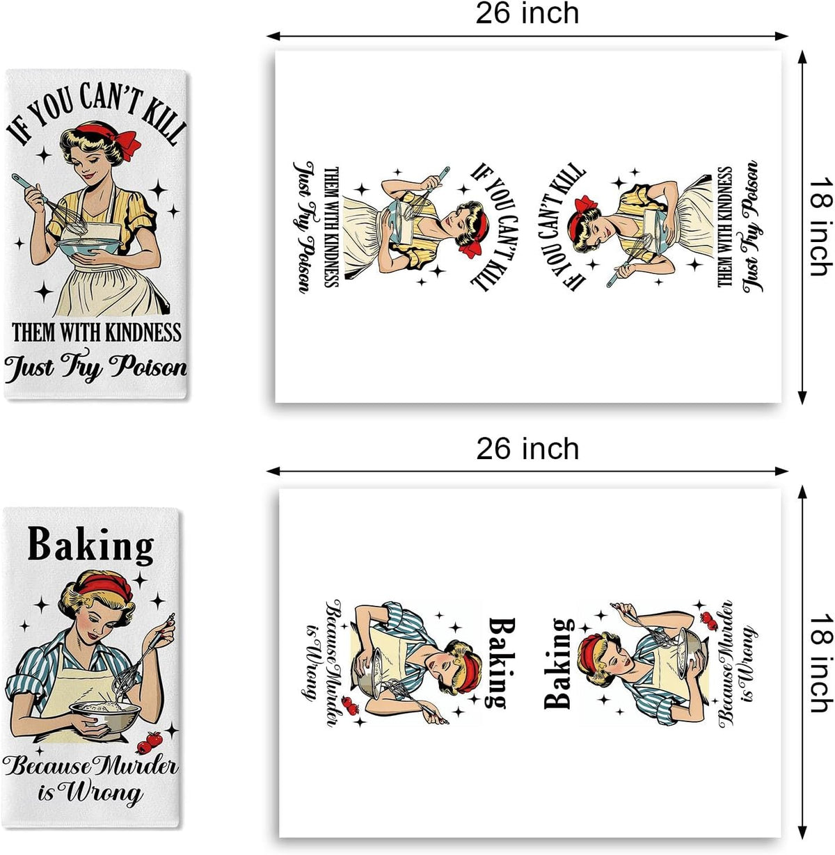 Juego de 2 trapos de cocina vintage para ama de casa y regalo de inauguración
