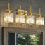 Lámpara baño cristal 4 luces dorado cepillado aplique latón