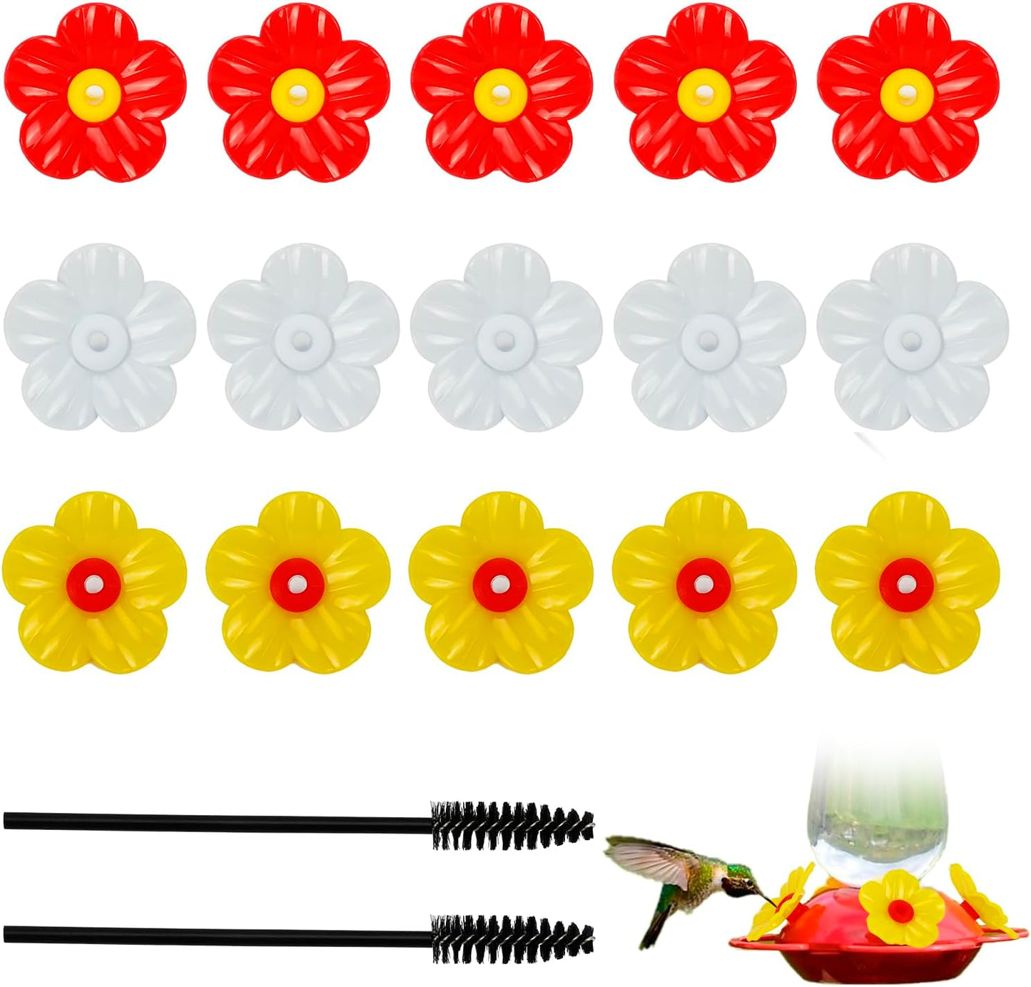 30 Pzas Alimentador Colibríes Cepillo Limpieza Colgar 3 Colores
