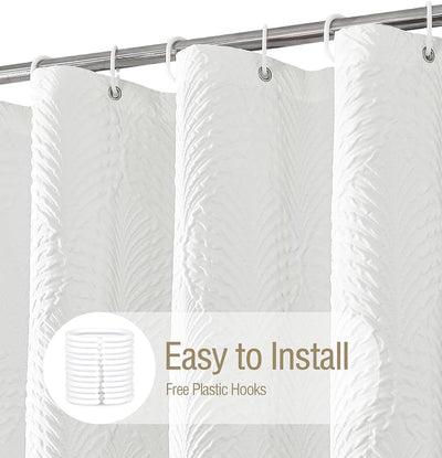 Cortina ducha 72x84pulg tela blanca texturizada 3D moderna