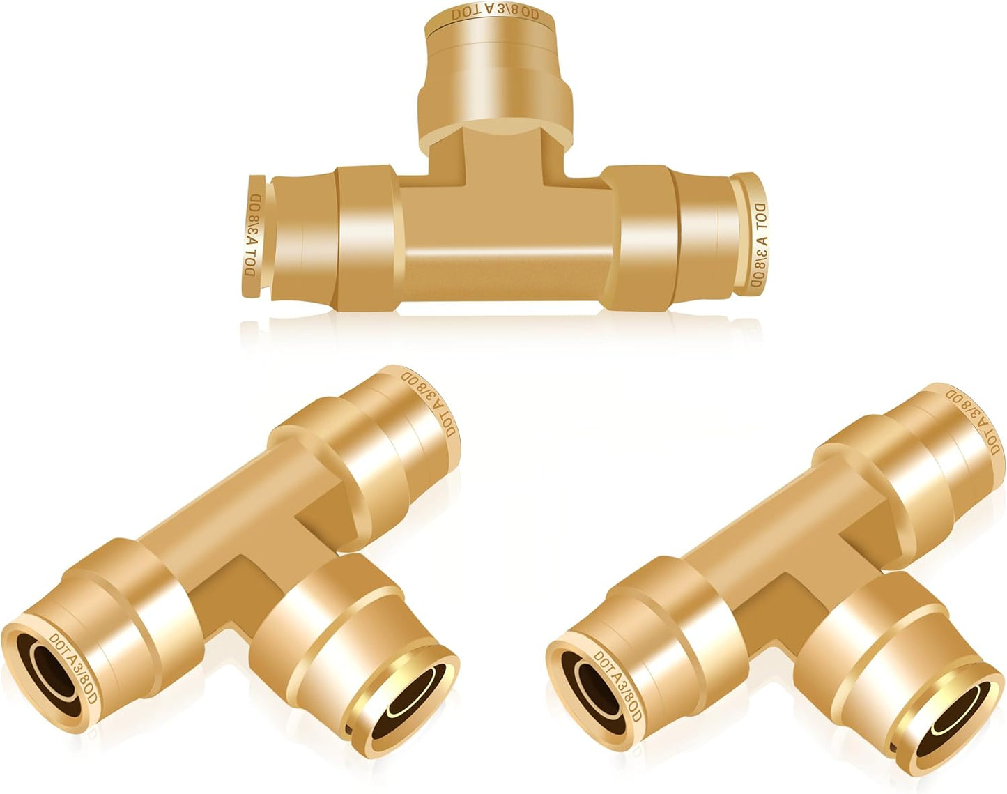 Conector aire freno latón 3/8" 3 pzas