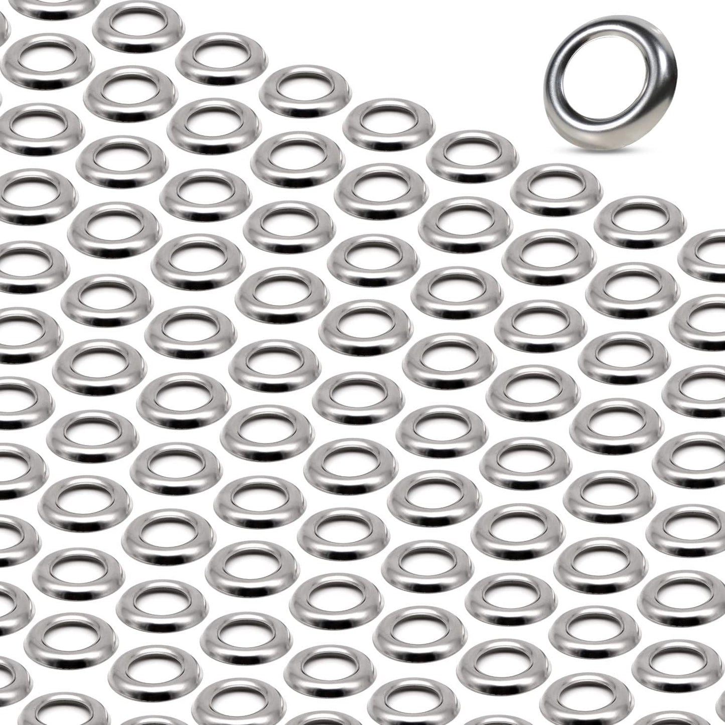 100 Anillos Acero Inox 304 Biseles Cromados 3/4" Botón LED