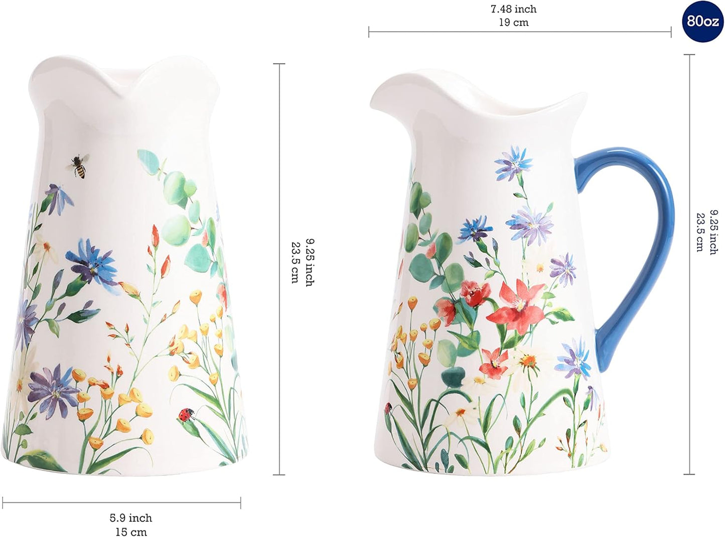 Jarra cerámica 2.5qt con asa para arreglos florales