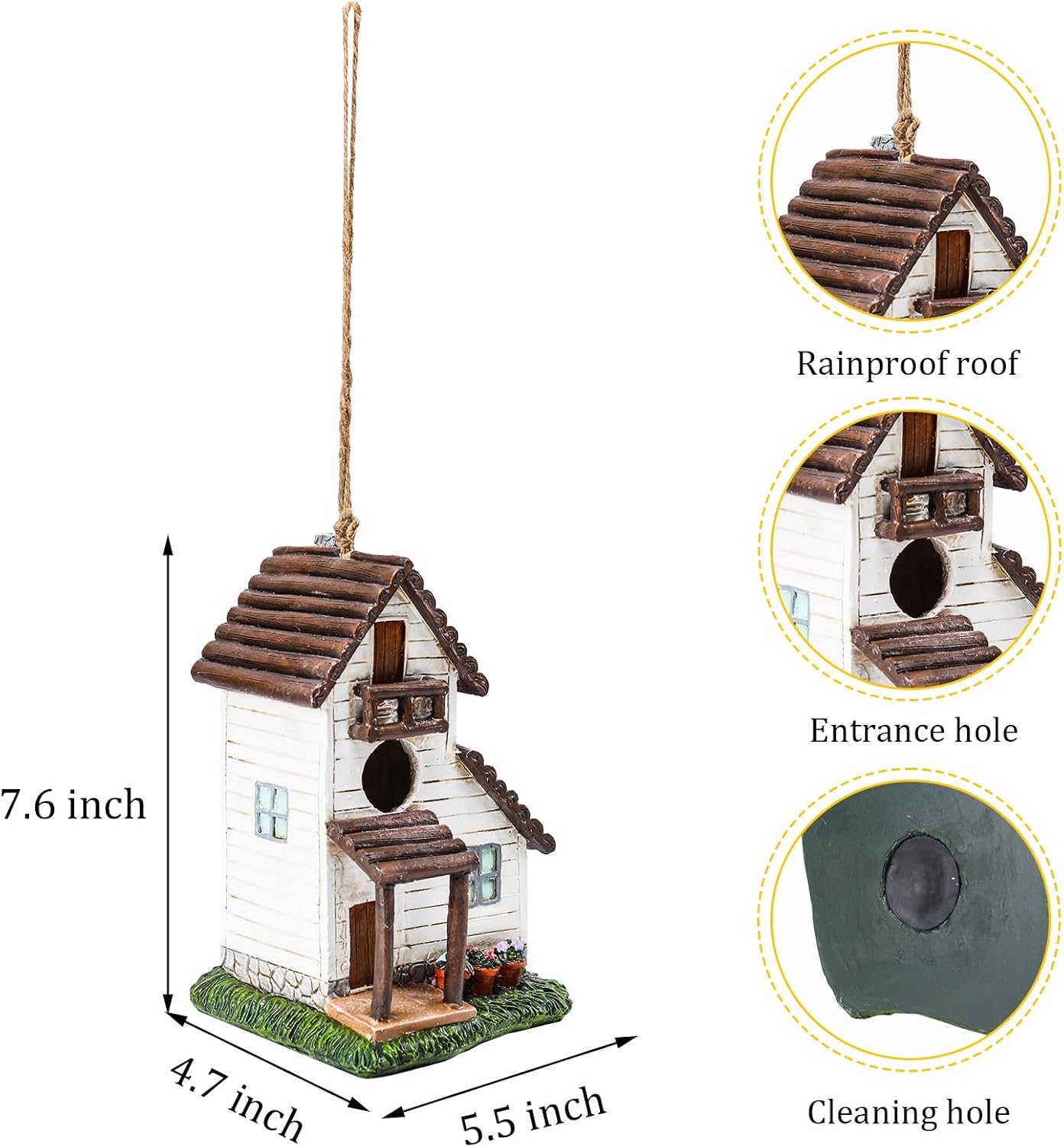 Casa resina para pájaros exterior decorativa a prueba