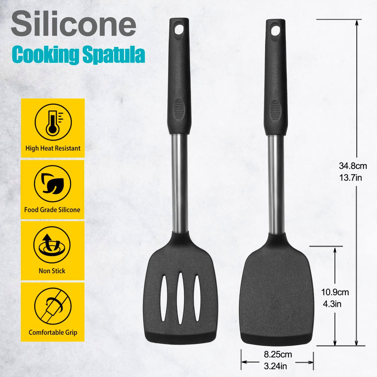 2 Pack Espátulas Silicona con Mango Acero Inox