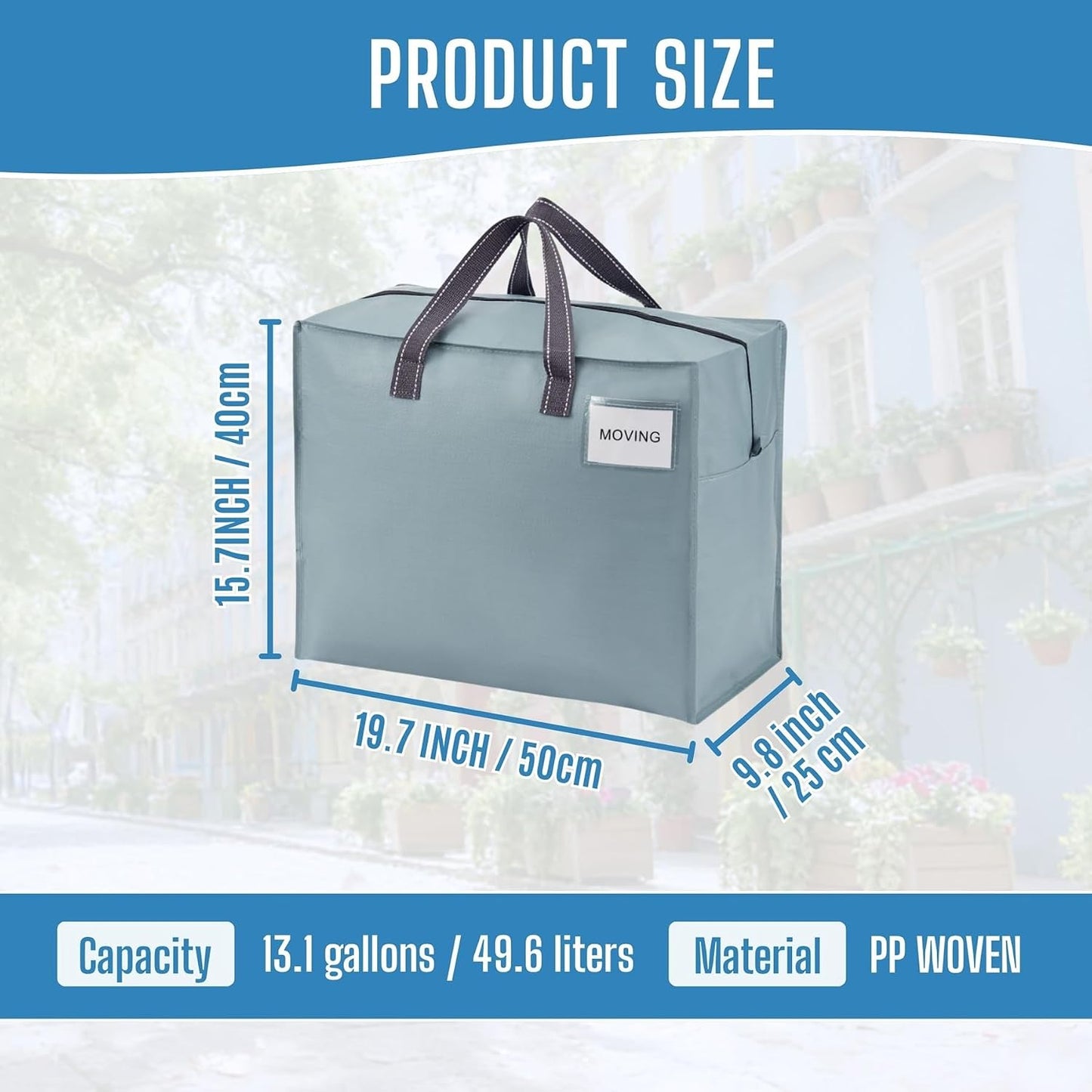 4 Pzas Bolsas Mudanza 13gal Cremallera Azul
