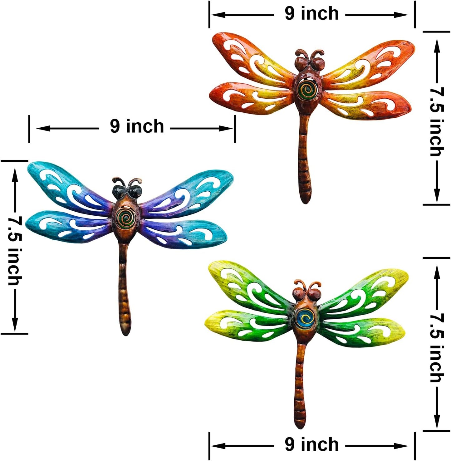 Decoración pared libélula metálica para jardín y sala