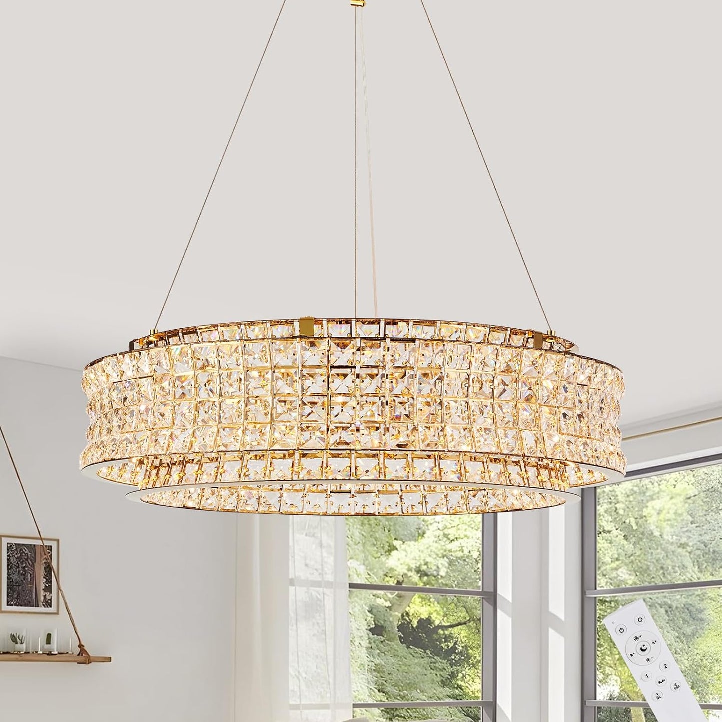 Candelabro LED dorado 19.7pulg cristal control remoto