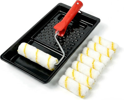 Kit 10 Pzas Rodillo Microfibra 4pulg Bandeja Plástico Pintura Hogar
