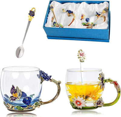 Tazas té vidrio elegantes regalo cumpleaños navidad