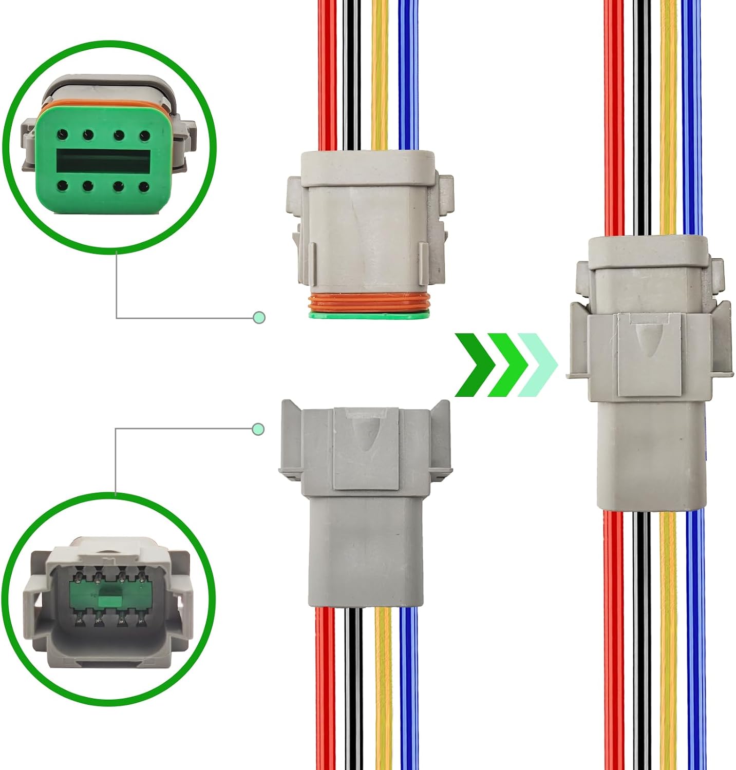 Conector DT 8 pines 14 AWG 8 cables impermeable coche