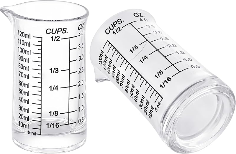 Vaso medidor vidrio 4oz con marcas pack 2