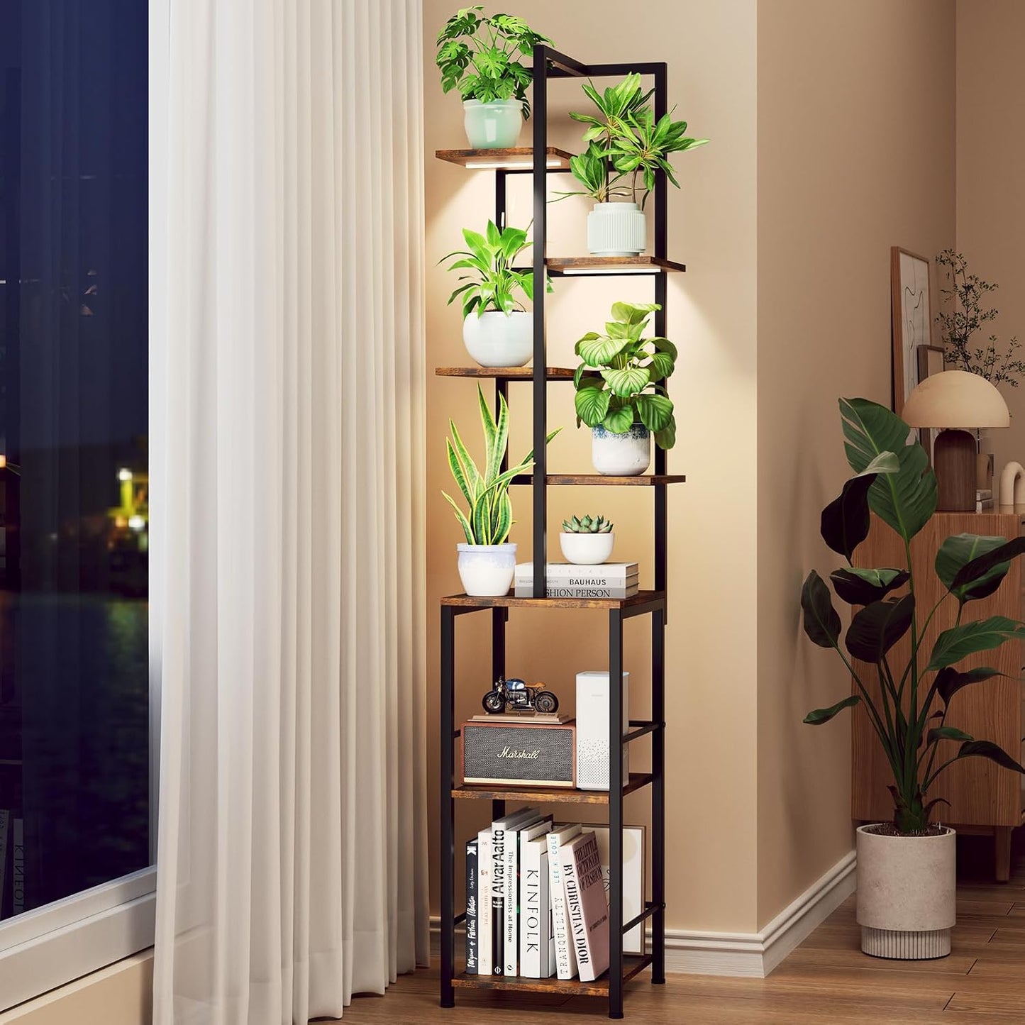 Soporte plantas interior luz crecimiento 7 niveles metal sala