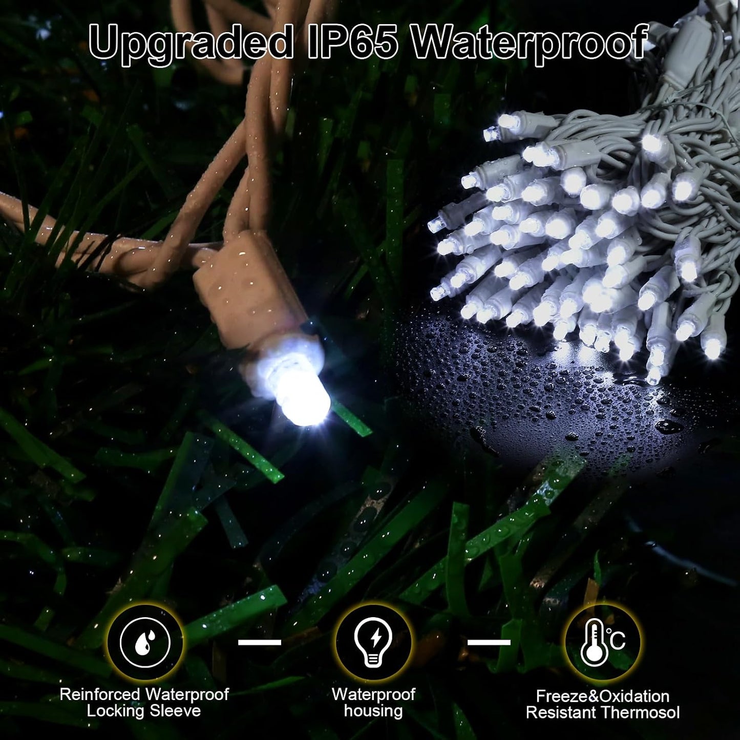 100 Luces LED Navidad 50pulg Blanco Frío Impermeables