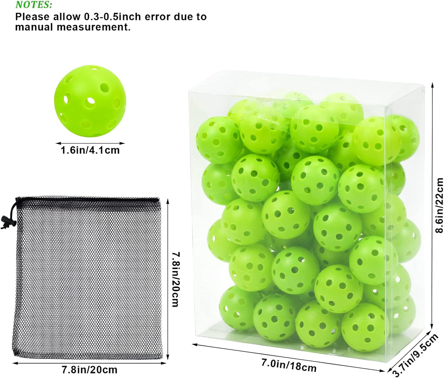 Pelotas golf plástico huecas con bolsa malla para práctica