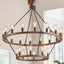 Candelabro madera rueda vagón 2 niveles 43.3 luces negro