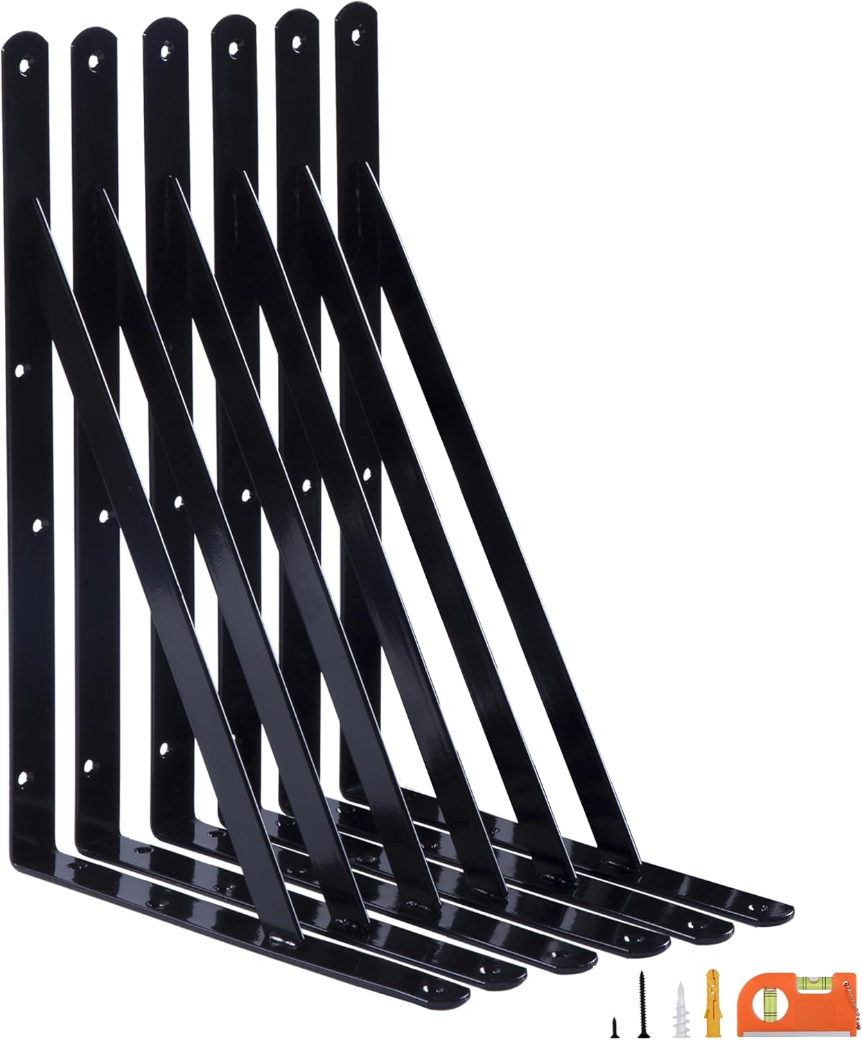 6 Soportes Estante 16pulg Acero Negro 90 Grados