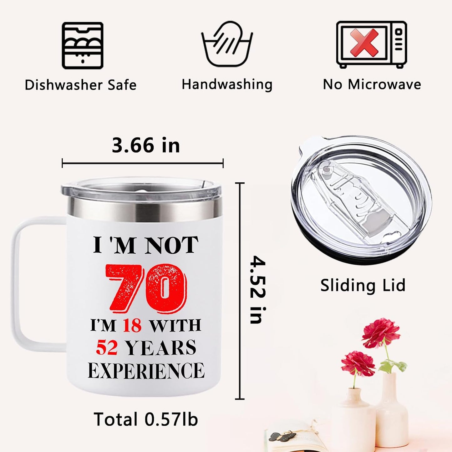 Taza café 12oz color blanco regalo 70 cumpleaños