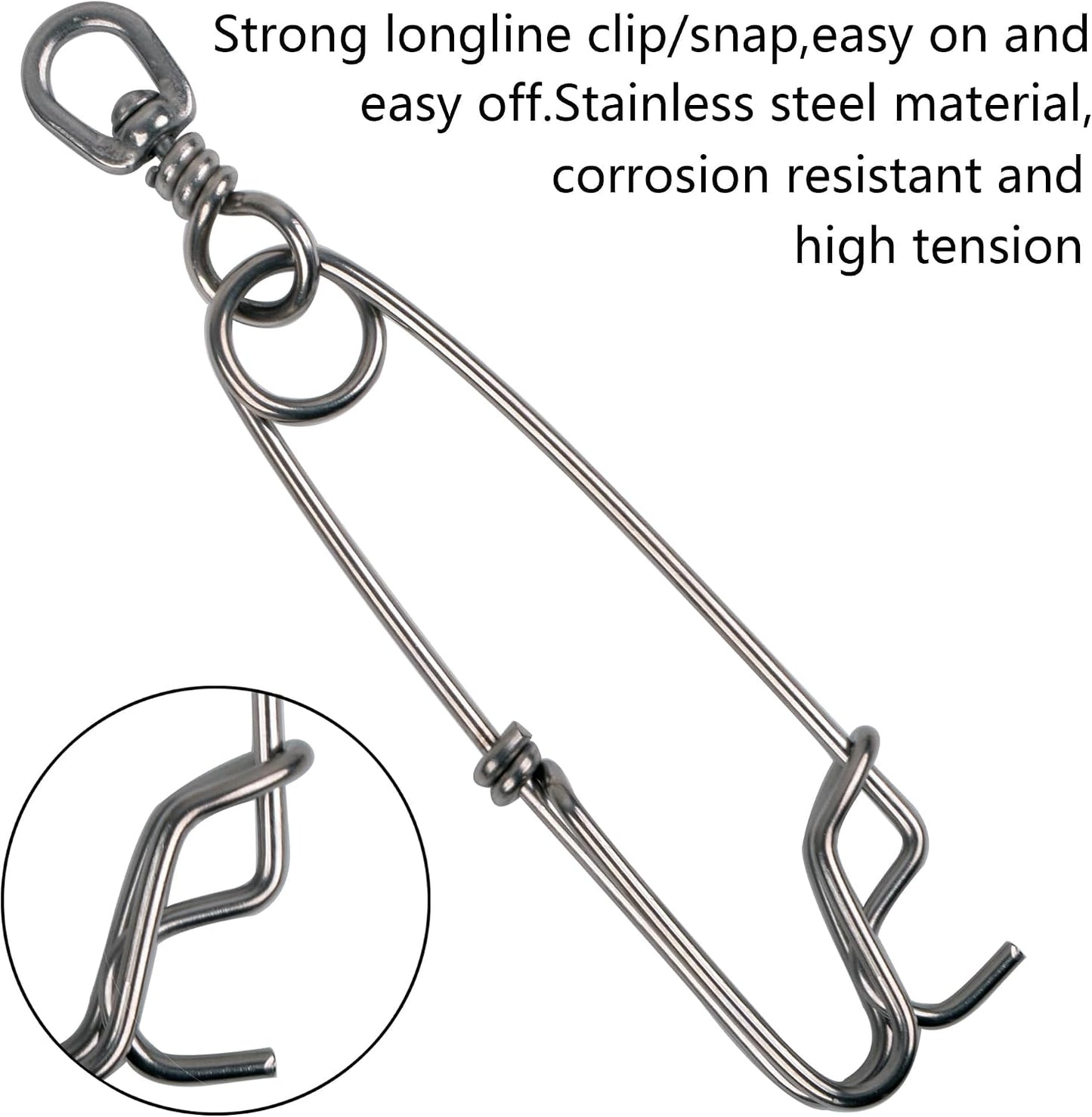 Clips presión acero inox 3 pzas para pesca