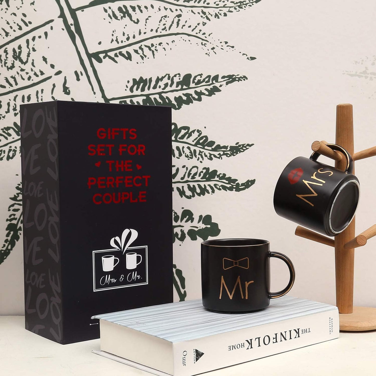 Tazas café cerámica mármol 15oz color negro para parejas