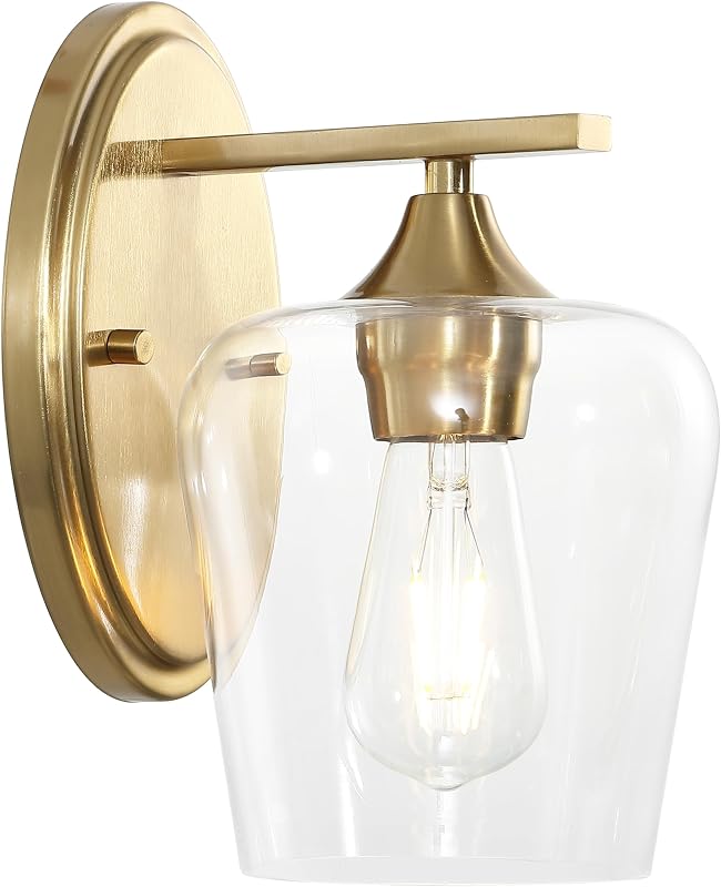 Lámpara tocador LED latón dorado 10" vidrio vintage