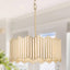 Candelabro de tambor dorado con pantalla vidrio crema