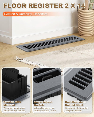 Registro piso 2x14 ventilación gris metal antioxidante