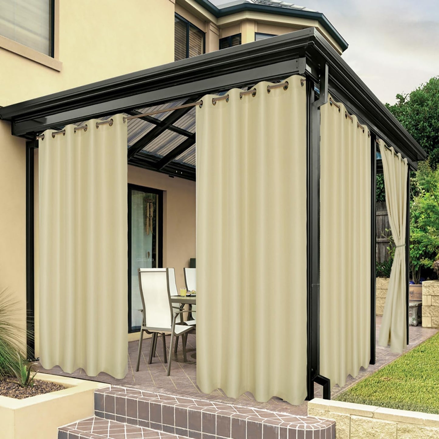 Cortina impermeable privacidad 54x108pulg color crema