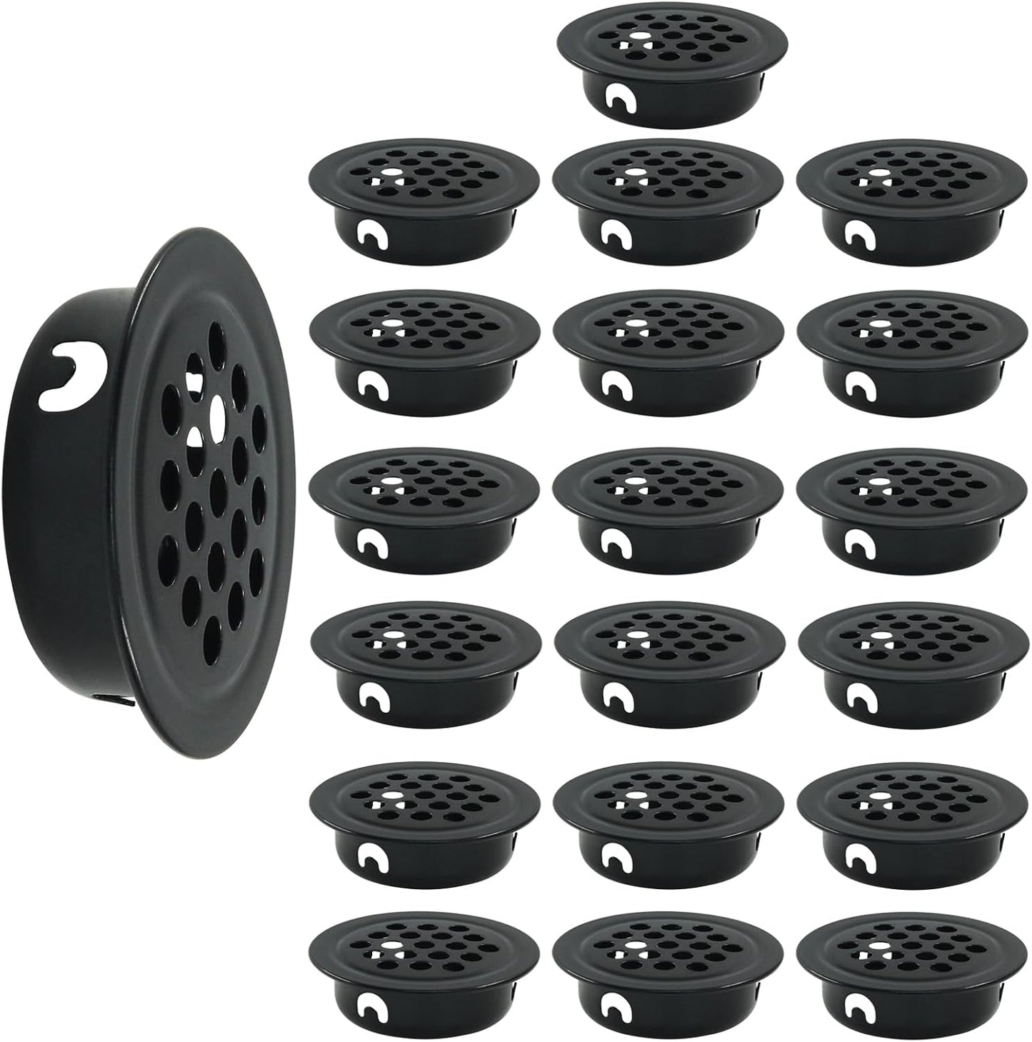 20 Rejillas Ventilación Acero Inox 1" Redondas Negro
